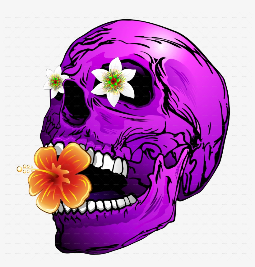 Banner Stock Psychedelic Vector Skull - Purple Skull Png, transparent png #1363218