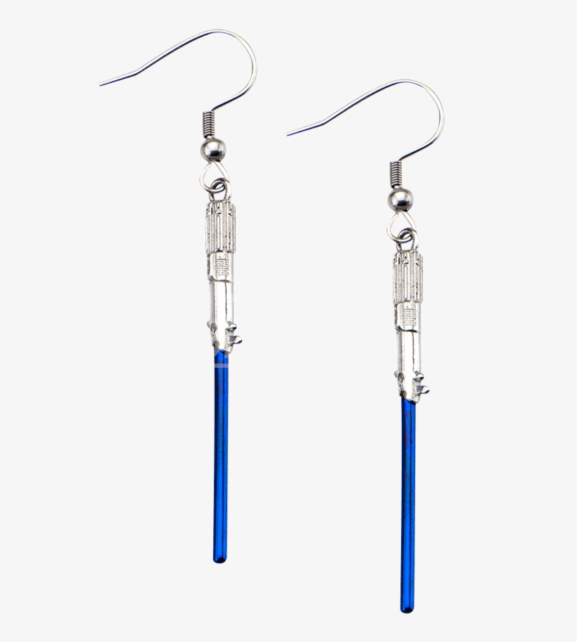Star Wars Blue Lightsaber Dangle Earrings - Star Wars: Blue Titanium Plated Lightsaber Earrings, transparent png #1364229