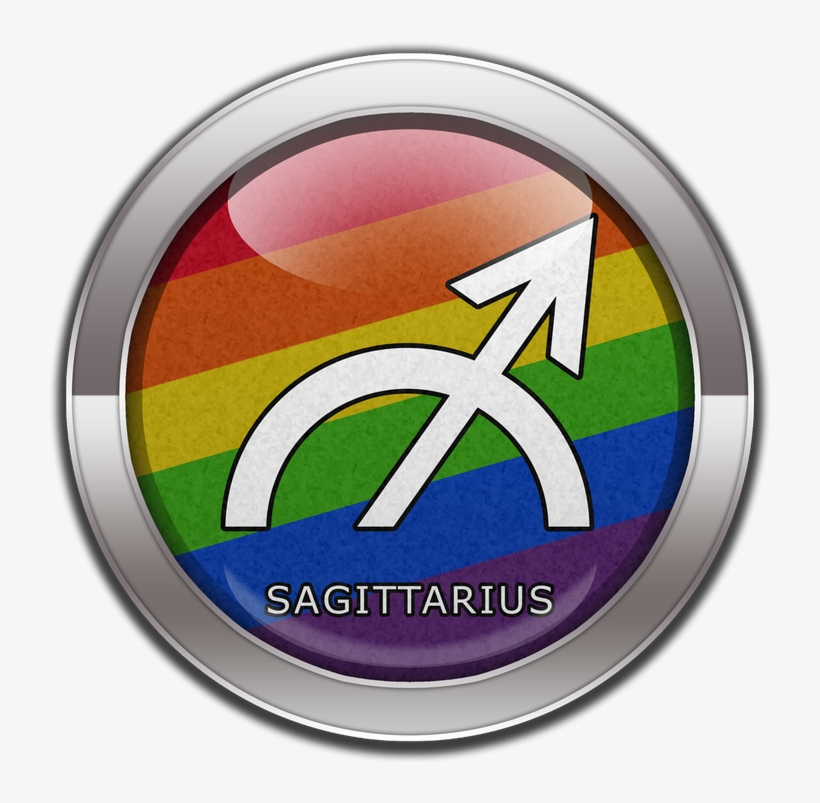Sagittarius Horoscope Symbol On Round Lgbt Rainbow - Sagittarius - Lgbt Pride Rainbow Round Car Magnet, transparent png #1364393