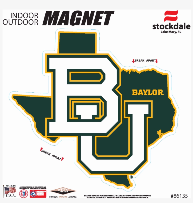 Baylor Bears 6" X 6" State Shape Car Magnet, Multi, transparent png #1364886