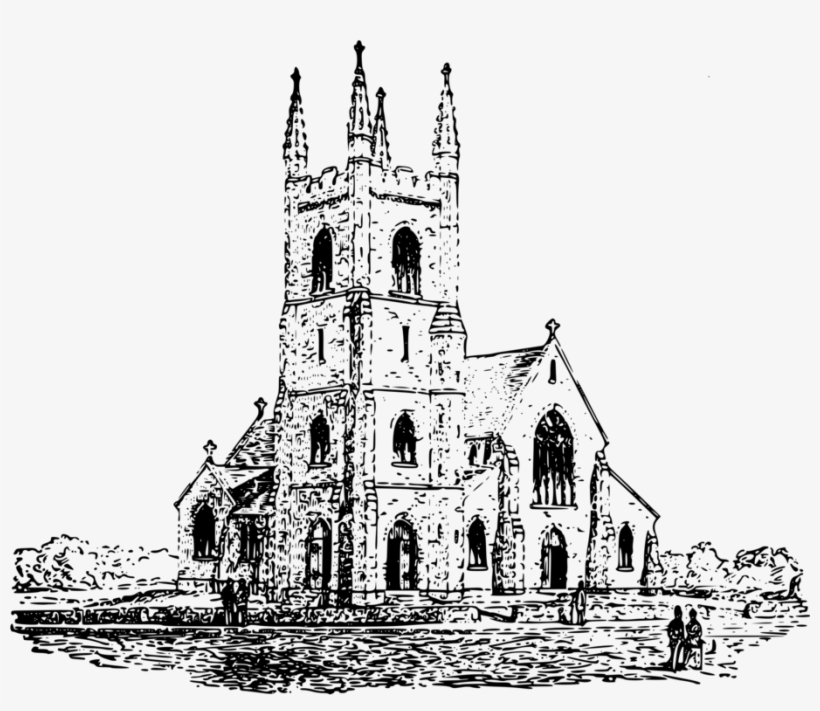 Christian Church Building Black And White Cathedral - Church, transparent png #1366934