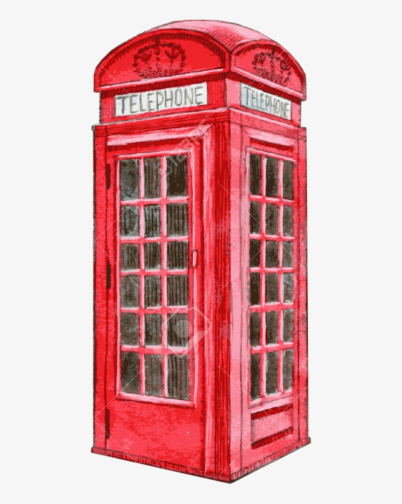 Phonebox1 - Red Telephone Booth Drawing, transparent png #1367239