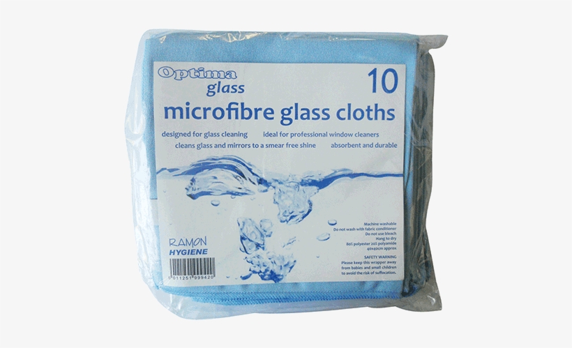 Optima 'glass' Microfibre Glass Cloth - Optima Glass Cleaning Microfibre Cloth - Pack Of 10, transparent png #1368456