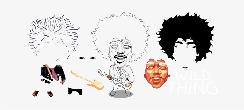 Jimi Hendrix Caricature Toni Agustian V2 Separated - Illustration, transparent png #1368909