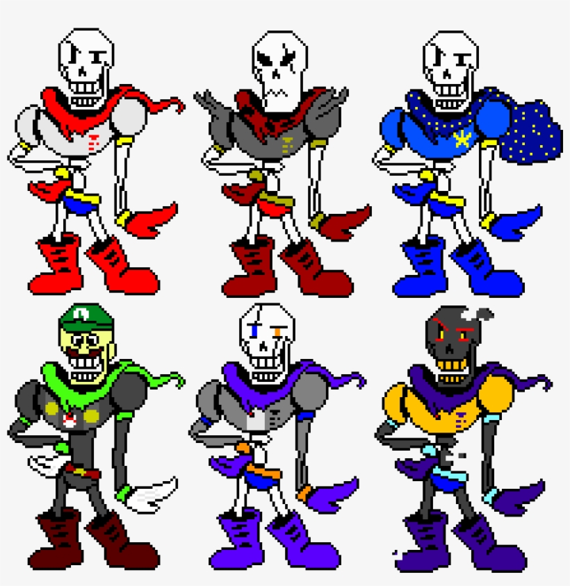 Papyrus Battle Sprites - Error Papyrus Pixel Art, transparent png #1369044