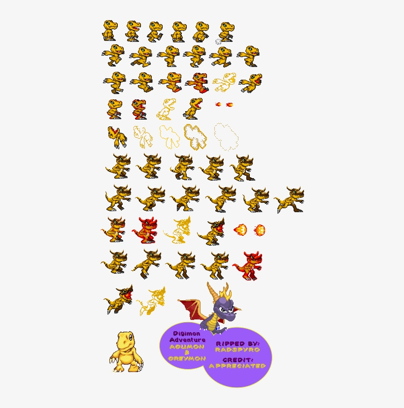 Agumon & Greymon - Agumon Sprites Png, transparent png #1370172