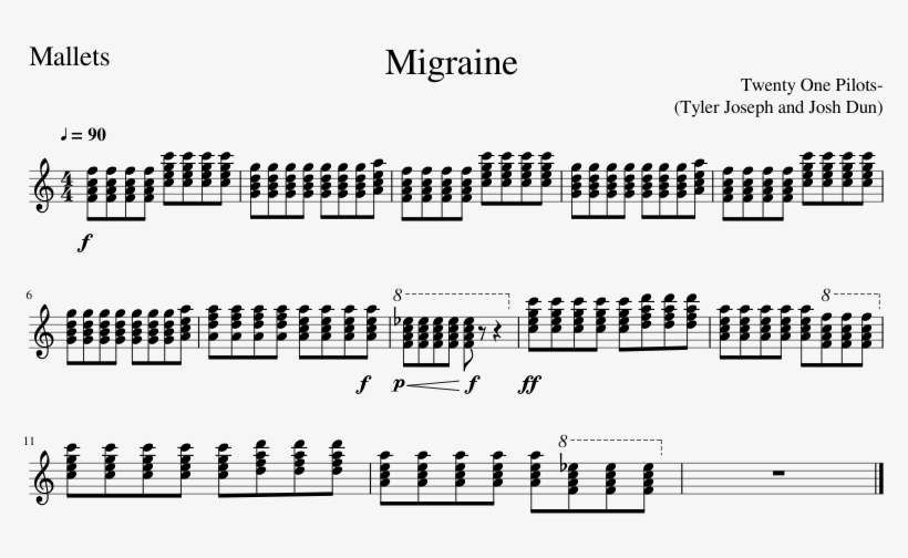 Migraine Sheet Music Composed By Twenty One Pilots- - Flute Sheet Music Migraine Twenty One Pilots, transparent png #1370196