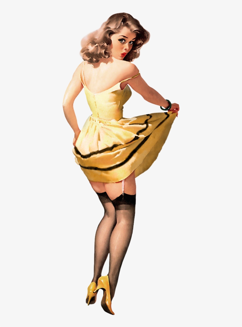 Pin-up Girl In Yellow Dress - Pin Up Girl Poster, transparent png #1370218