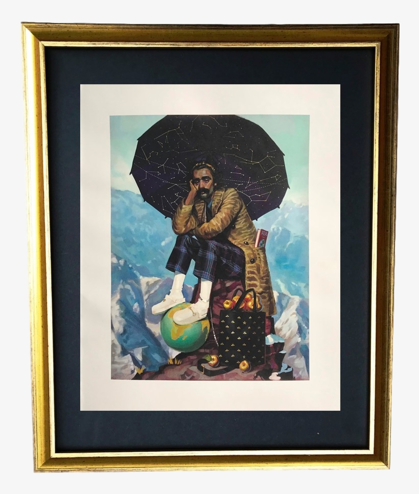 Vintage Gold Frame Gucci Celestial Man & Globe Portrait, transparent png #1370442