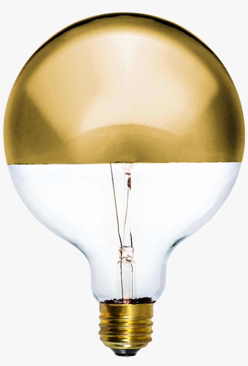 Led Gold Dipped 5" Globe - Incandescent Light Bulb, transparent png #1370533