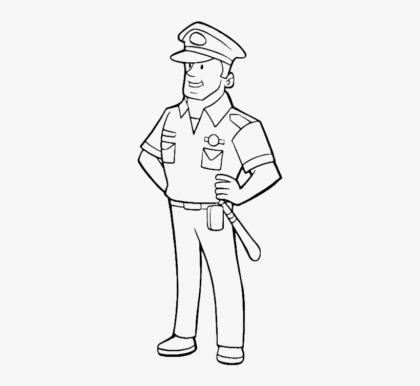 Cop Clipart Classroom Officer - Colouring Picture Of Policeman, transparent png #1371383
