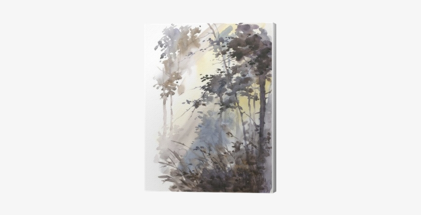 Watercolor Hand Painted Abstract Landscape, Deep Forest, - Watercolor Painting, transparent png #1373656