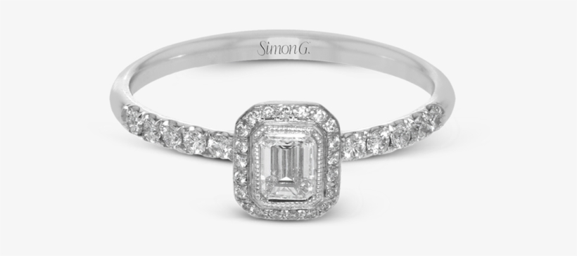 Romantic Petite Emerald Halo Ring, transparent png #1373914