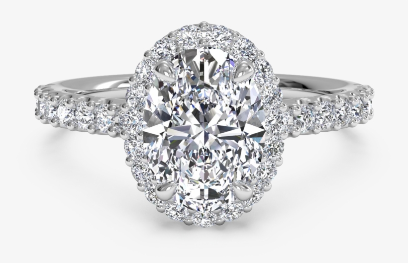 10 Best-selling Ritani Engagement Rings - Yellow Gold Oval Halo Setting, transparent png #1374338