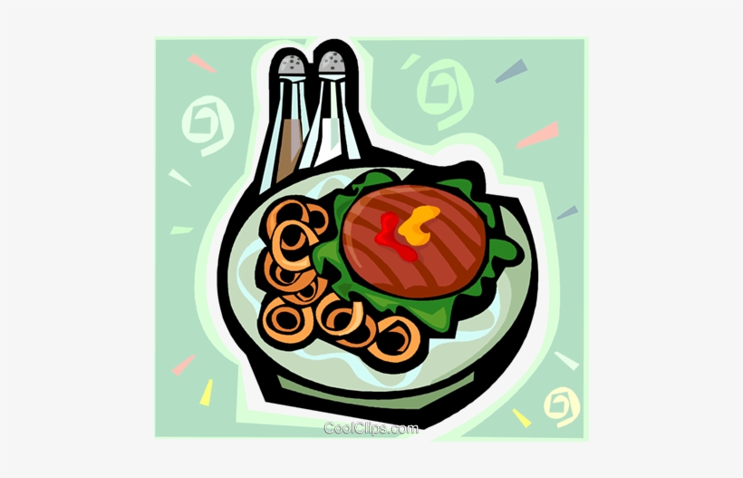 Hamburger And Onion Rings Royalty Free Vector Clip - Healthy Diet, transparent png #1374583