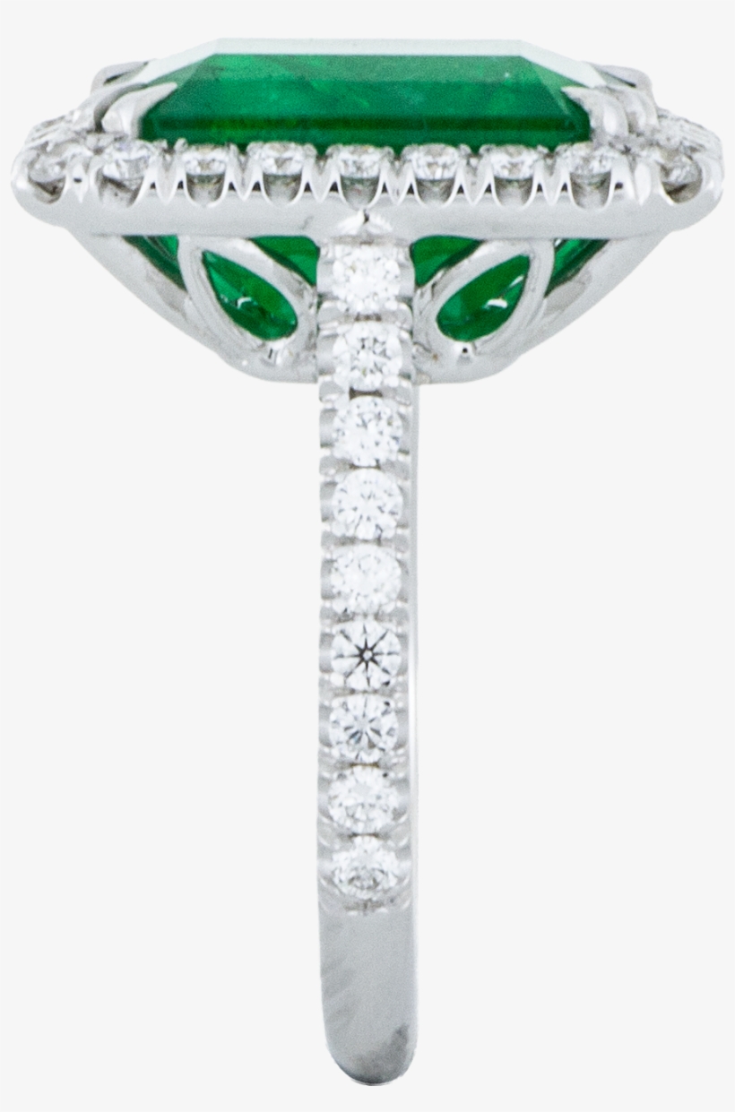 Emerald Diamond Halo Ring White Gold Sbg Los Angeles - Emerald, transparent png #1374911