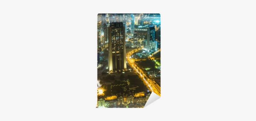 Dubai Downtown Night Scene With City Lights, Wall Mural - Burj Khalifa, transparent png #1375286