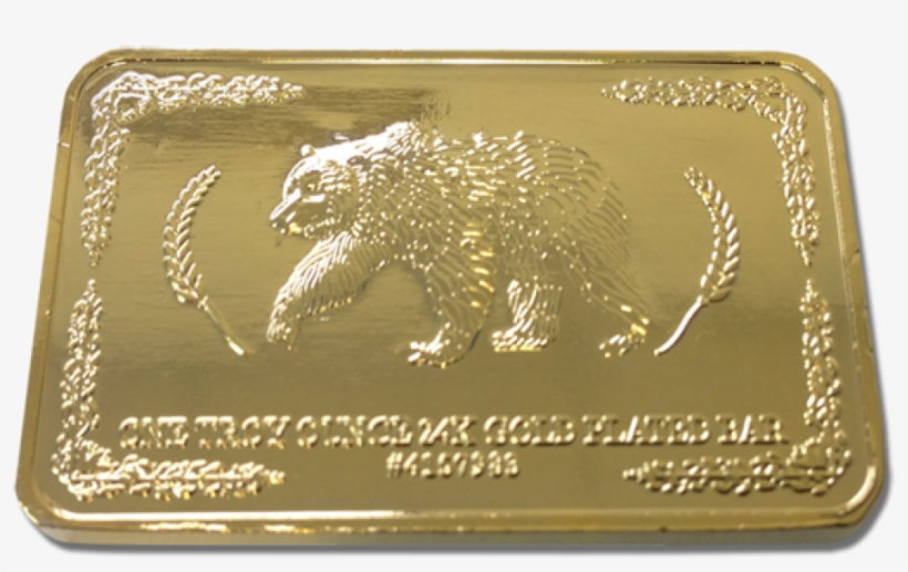 One Troy Ounce 24k Gold Plated Bar, transparent png #1375859