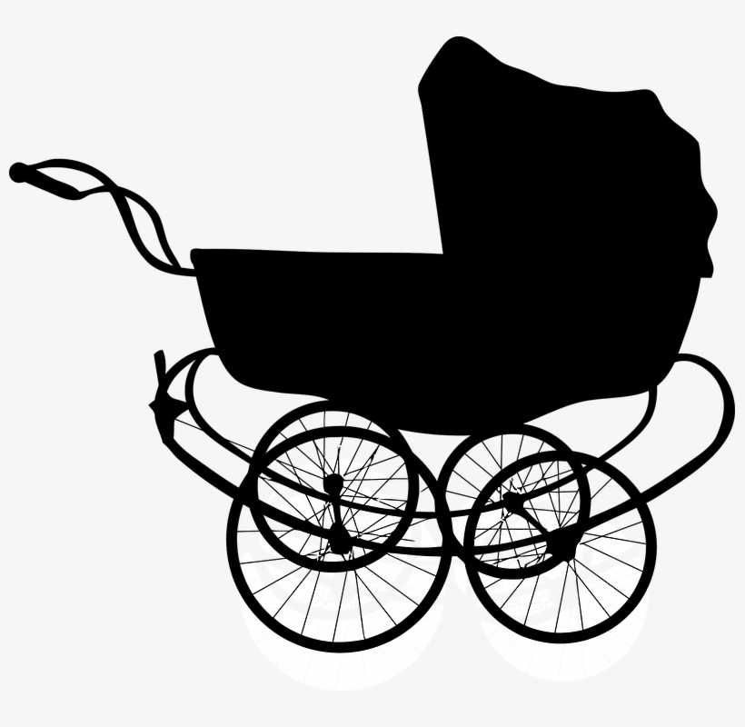 Blue Baby Carriage Clipart Silhouette - Baby Carriage Clipart Transparent Background, transparent png #1375954