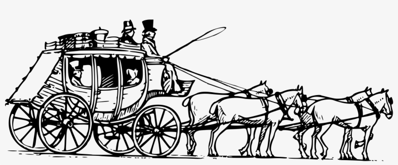 Horses Clipart Coach - Horse Drawn Carriage Clipatt, transparent png #1376220