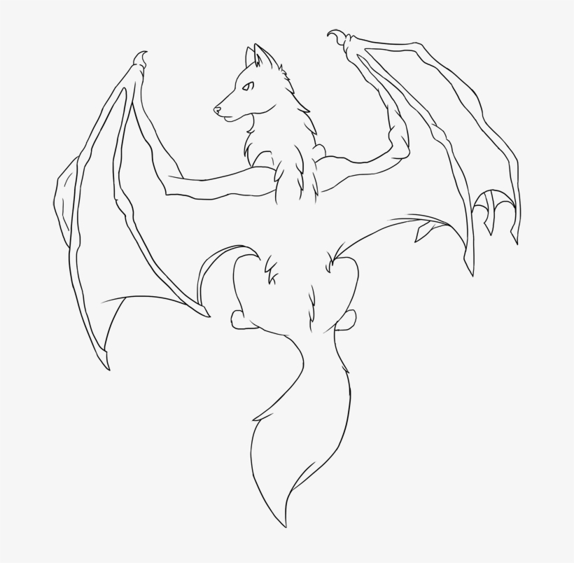 Demon Wings Drawing At Getdrawings - Dragon Winged Wolf Base, transparent png #1376270