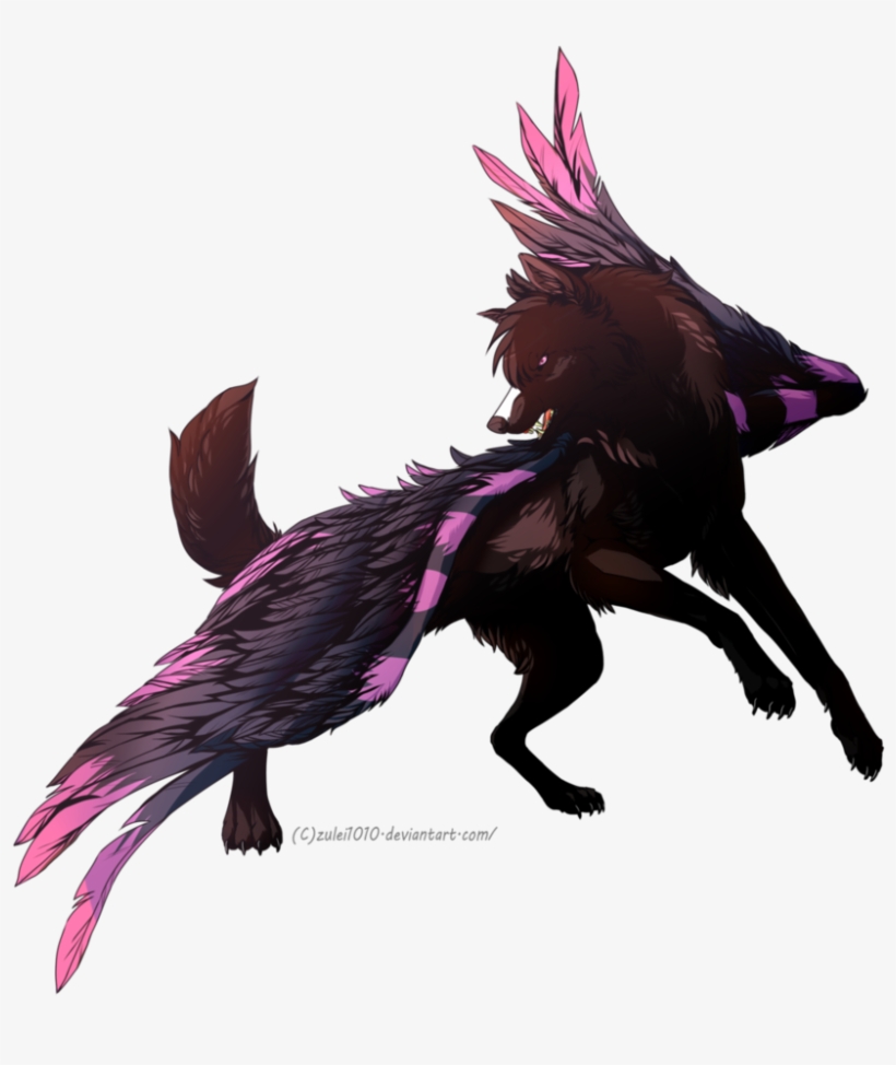 Pcm Witacha On Deviantart Animal Art Png Demon Wings - Black And Purple Winged Wolf, transparent png #1376652
