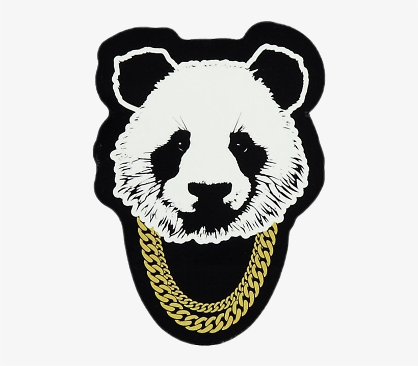 Png Black And White Poo Panda Rap Music Gold Blackandwhite - Panda With Gold Chain, transparent png #1380438