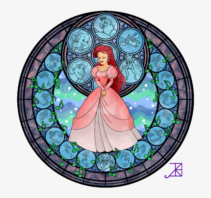 Ariel S Stained Glass Window By Akili Amethyst-d3j2gx8 - Beauty And The Beast Circle, transparent png #1380876