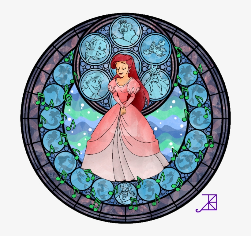 Download Ariel S Stained Glass Window By Akili Amethyst D3j2gx8 Beauty And The Beast Circle Free Transparent Png Download Pngkey