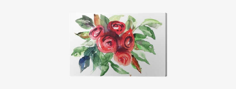 Beautiful Roses Flowers, Watercolor Painting Canvas - Square Floral Printed Cushion Cover Chezmax Linen Throw, transparent png #1381690