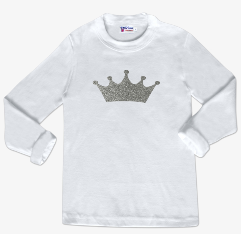 Silver Sparkle Princess Crown Long Sleeve Jersey T-shirt - Silver Crown On Shirt, transparent png #1383390