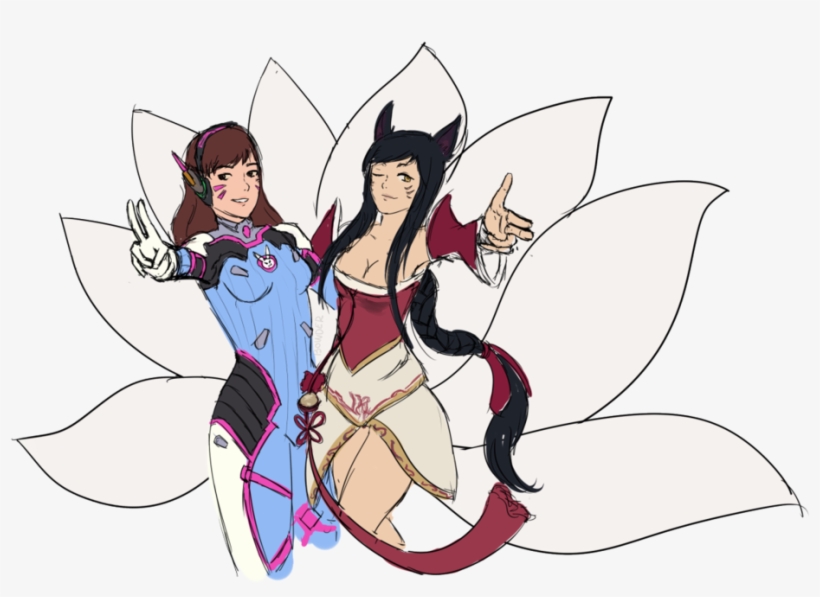 Dva Drawing Ahri - Cartoon, transparent png #1384183