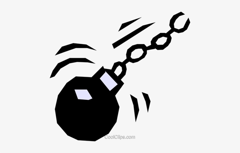 Ball & Chain Royalty Free Vector Clip Art Illustration - Ball And Chain Clipart, transparent png #1387010