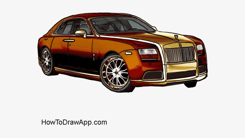 How To Draw A Rolls Royce Step By Step - Rolls Royce Car Drawing, transparent png #1387184