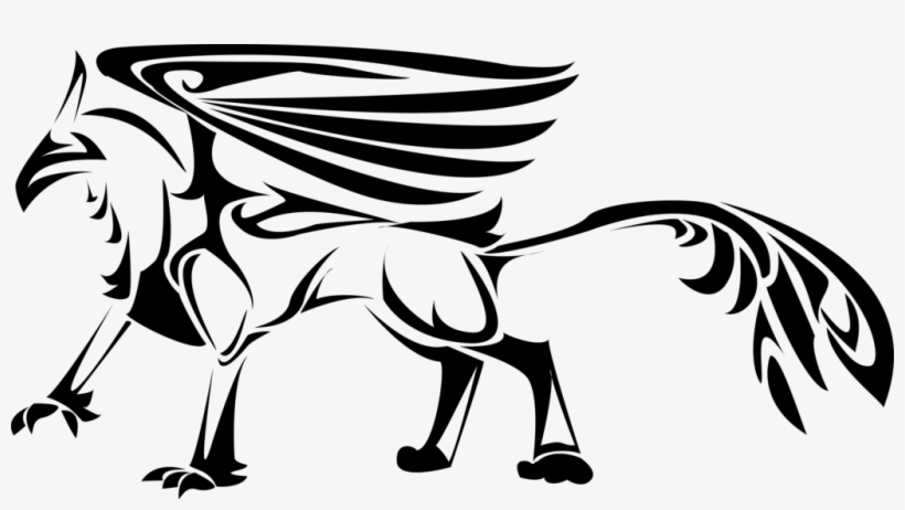 Drawing Tribals Griffin - Clipart Black And White Tribal Griffin, transparent png #1387738