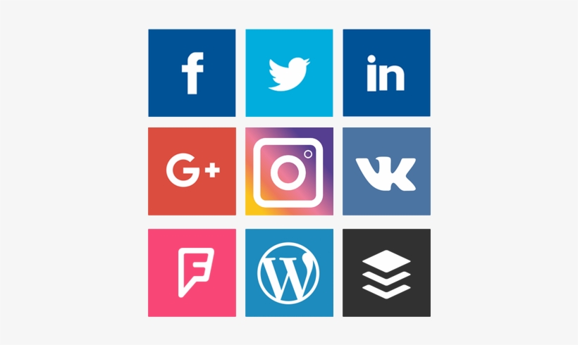 Social Media Login Buttons Png Clip Black And White - Wordpress Instagram Facebook Twitter, transparent png #1387992