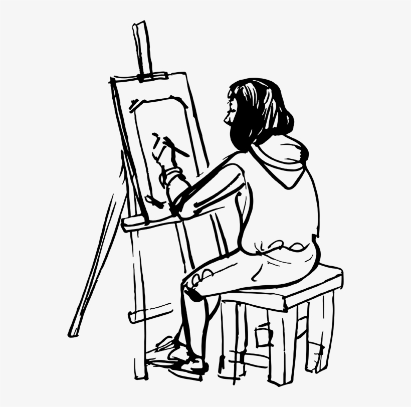 At Art Storehouse You Can Buy Unique Paintings Online - Girl Drawing In Canvas, transparent png #1388633