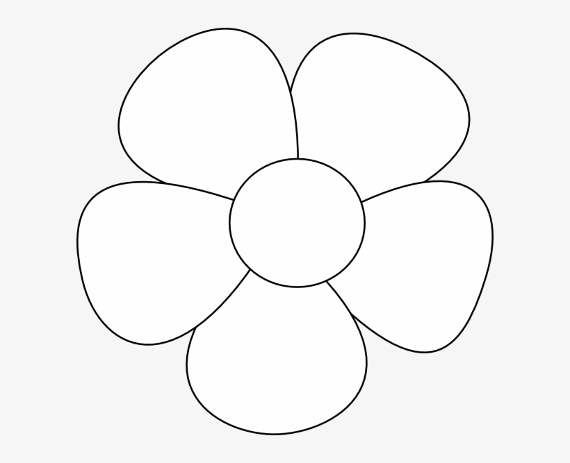 Free Black And White Sunflower Clipart Image - Five Petals Flower Drawing, transparent png #1388656