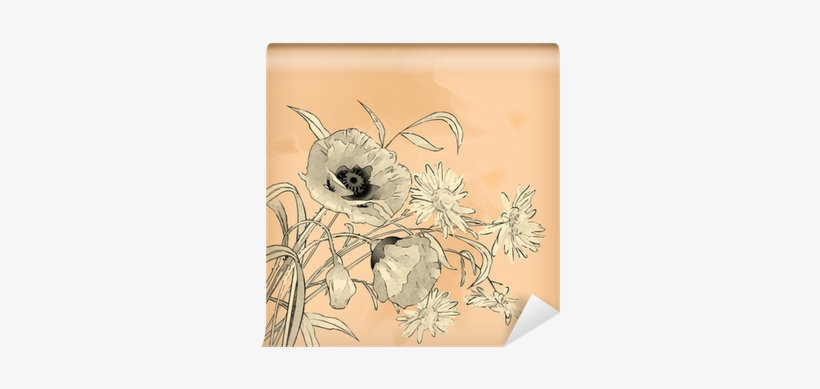 Watercolor Pencil Hand Drawing Flowers Wall Mural • - Watercolor Painting, transparent png #1388702