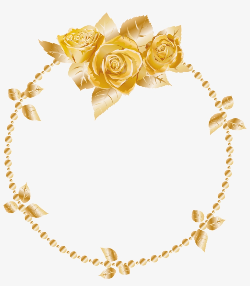 Rose Oses Wreath Gold Header Border Frame Decor Decorat - Hoa Hong Gold Vector, transparent png #1388960
