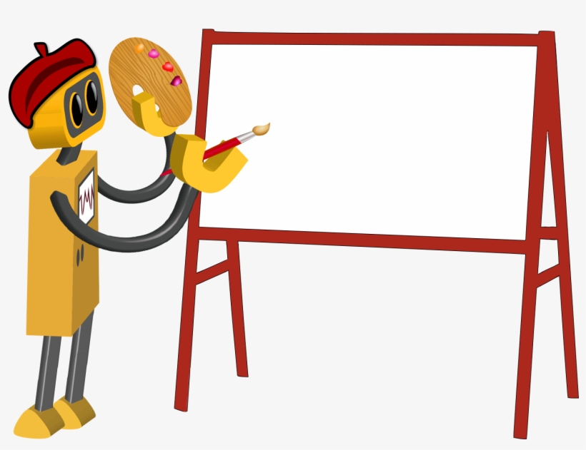 Artist Bot And White Easel - Painting, transparent png #1389055