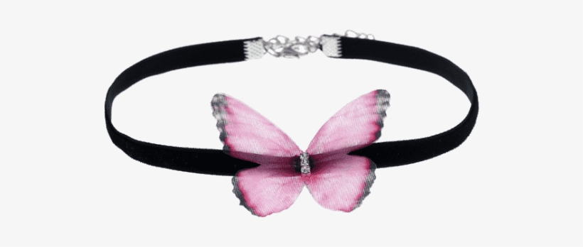 Pink Transparent Choker - Embellished Butterfly Choker Necklace., transparent png #1389232