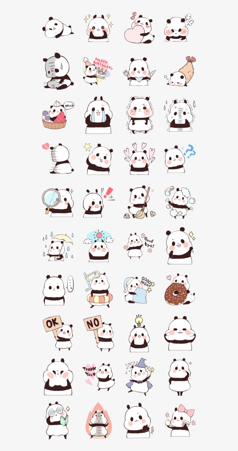 Line Sticker Panda Character - Panda Line Sticker, transparent png #1389704