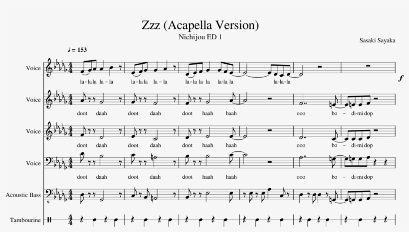 Zzz Sheet Music Composed By Sasaki Sayaka 1 Of 10 Pages - Nichijou Zzz Sheet Music, transparent png #1390455