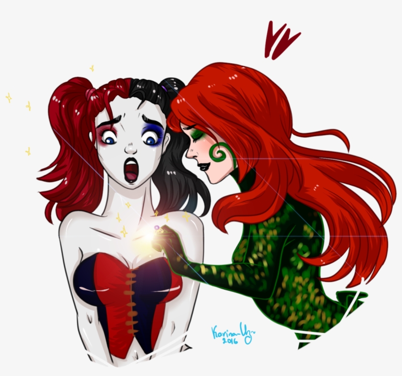 Poison Ivy Harley Quinn Art Batman Drawing - Harley Quinn And Ivy Married, transparent png #1390458