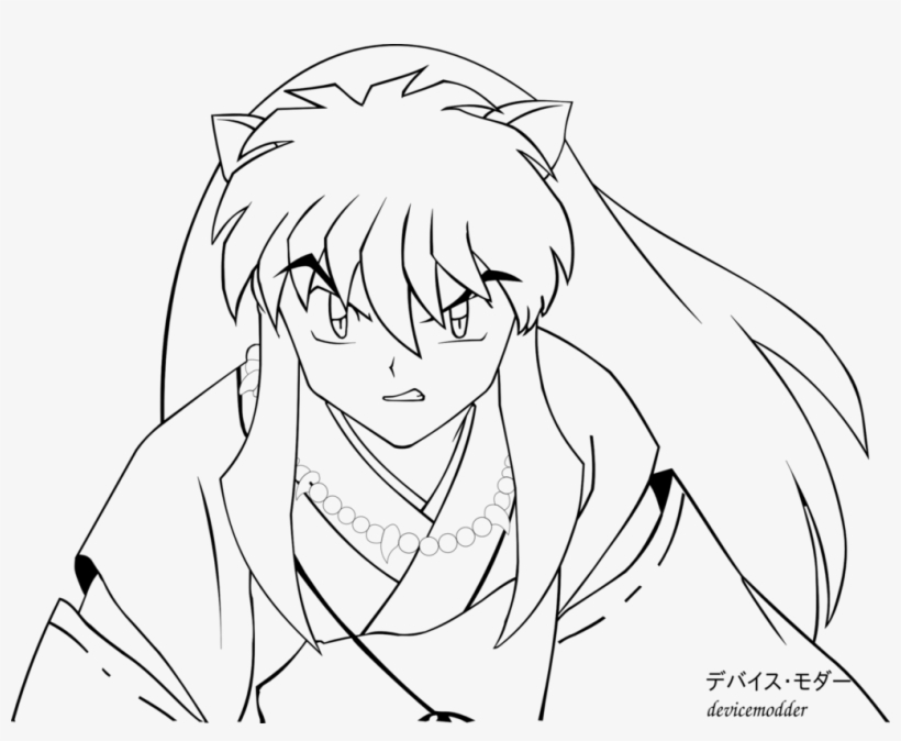 Line Drawing Inuyasha By Devicemodder On Deviantart - Inuyasha Drawing, transparent png #1391619