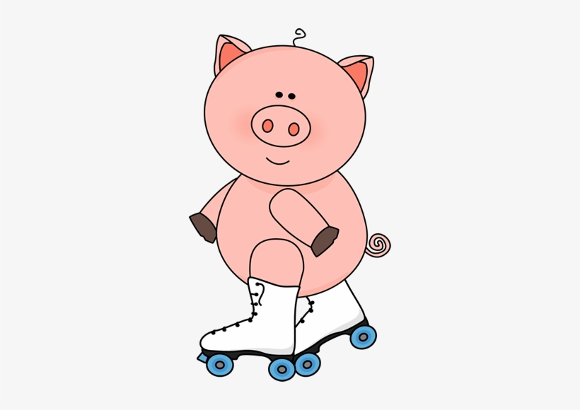 Image Black And White Library Pig In Clip Art Image - Pig On Roller Skates, transparent png #1392298