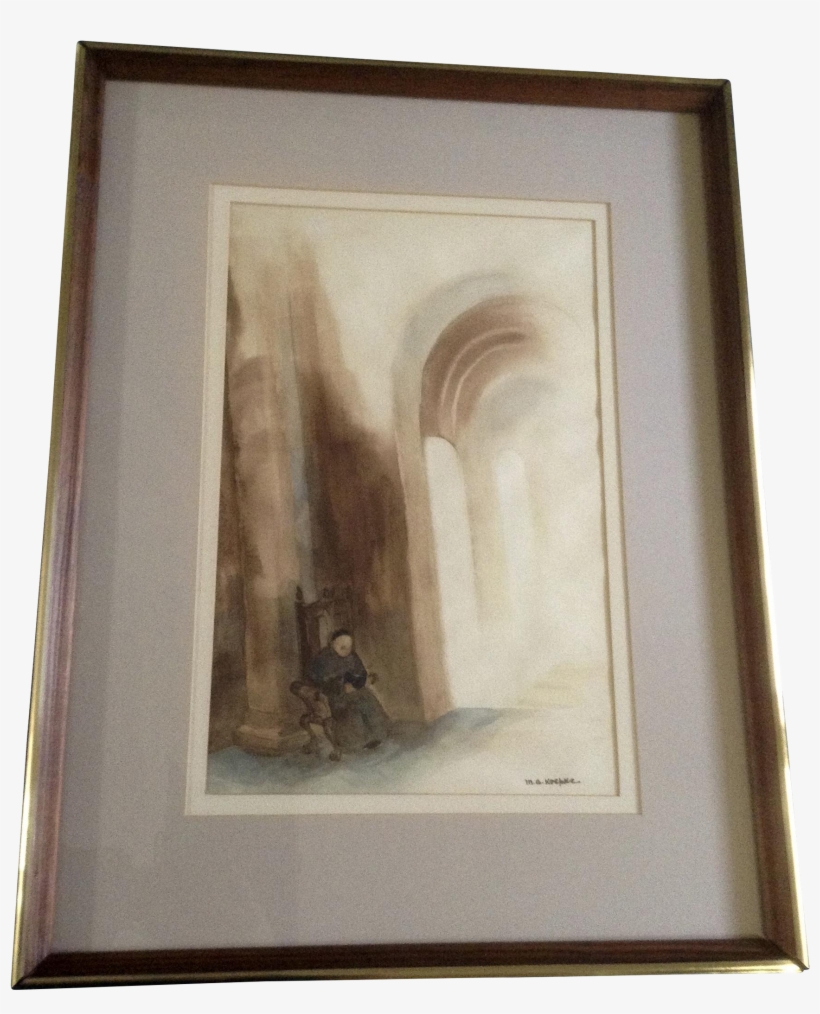 Koepke, Watercolor Painting, Monk Studying In The Halls - Watercolor Painting, transparent png #1395243