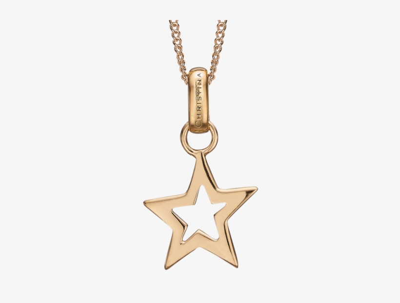 Star Pendant With 40 15cm Gold Plated Silver Chain - Christina Hanger 680-g09-55, transparent png #1395550