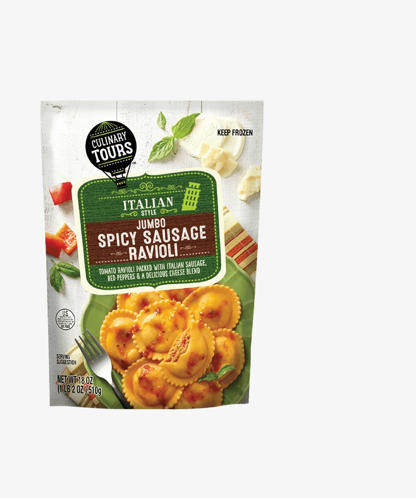 Italian Style Jumbo Spicy Sausage Ravioli - Culinary Tours Spicy Sausage Ravioli, Jumbo, Italian, transparent png #1396937